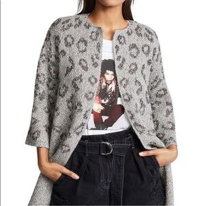 Cupcakes and Cashmere Grey Leopard Print open front cardigan